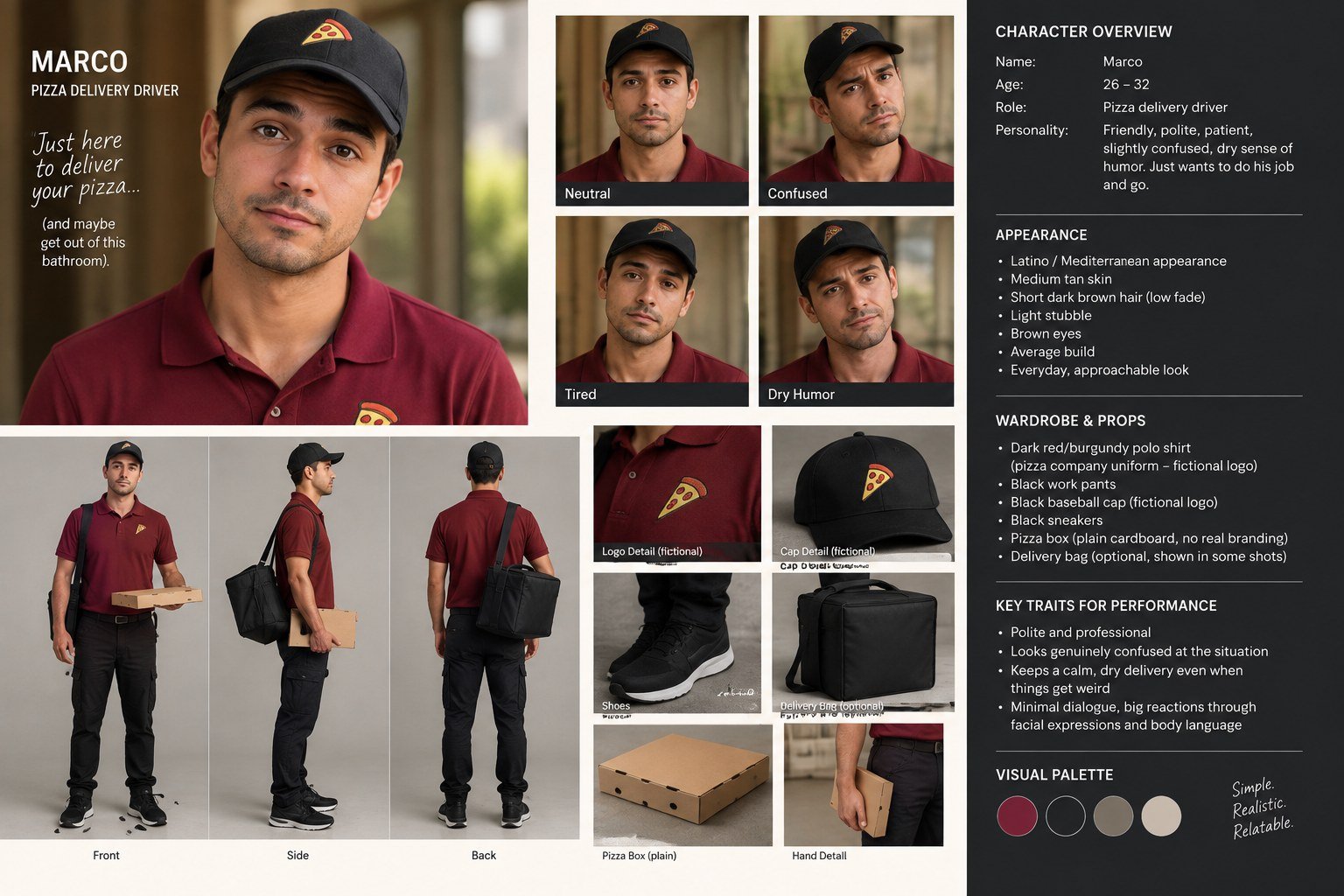 Marco character sheet: the second character designed for the same ad